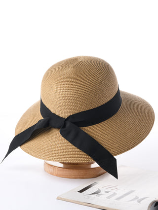 FURTALK Wide Ribbon Straw Beach Sun Hat