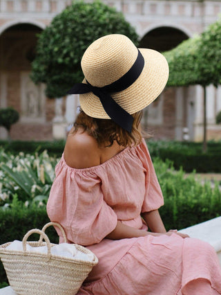 FURTALK Wide Ribbon Straw Beach Sun Hat