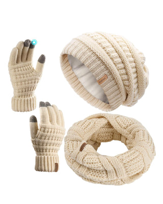 FURTALK Womens Winter Hat Gloves Scarf Set Gift Slouchy Beanie Touchscreen Gloves for Women