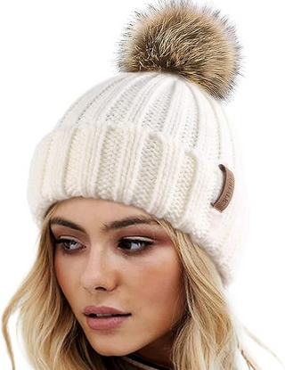FURTALK Winter Knitted Beanie Hat with Pom Pom