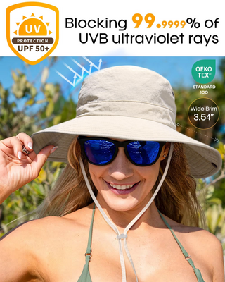 FURTALK UPF 80+  Wide Brim Packable Cowboy Hat