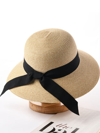 FURTALK Wide Ribbon Straw Beach Sun Hat