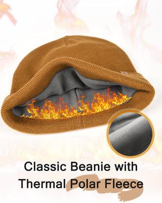 FURTALK Mens Beanie Fleece Lined Winter Hats Double Layered Stylish Knited Cuffed Plain Hat