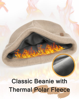 FURTALK Mens Beanie Fleece Lined Winter Hats Double Layered Stylish Knited Cuffed Plain Hat