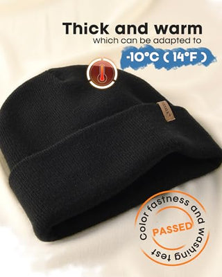 FURTALK Unisex  Cuffed Thick Knitted Beanie Skull Cap