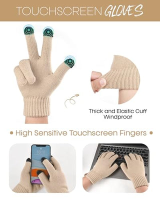 FURTALK Winter Hat Gloves Scarf Set Fleece Knit Pom Beanie Warm Neck Warmer Touchscreen Gloves 3 in 1 Gift Set