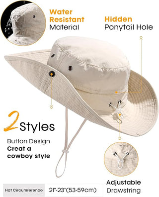 FURTALK UPF 80+  Wide Brim Packable Cowboy Hat