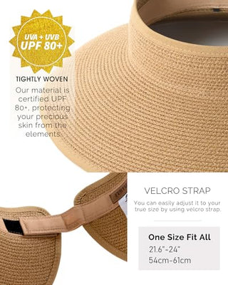 FURTALK Visor Wide Brim Straw Hat