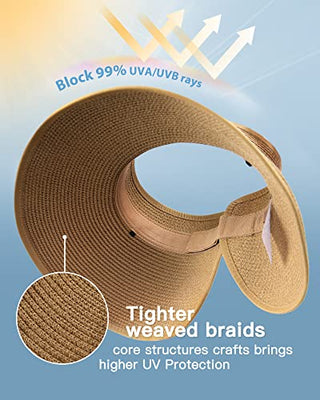 FURTALK Visor Wide Brim Straw Hat