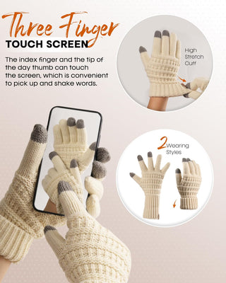 FURTALK Womens Winter Hat Gloves Scarf Set Gift Slouchy Beanie Touchscreen Gloves for Women