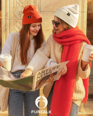 FURTALK 100% Merino Wool Beanie Hat for Men Women Warm Winter Hat Double Layer Knitted Beanies