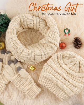 FURTALK Womens Winter Hat Gloves Scarf Set Gift Slouchy Beanie Touchscreen Gloves for Women