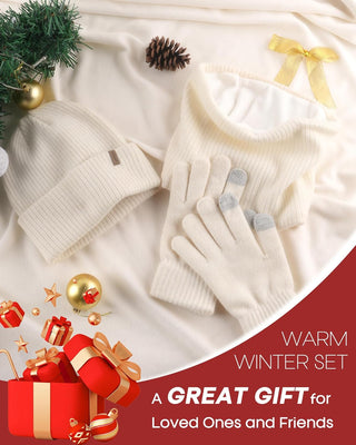FURTALK Womens Winter Hat Scarf Gloves Set Knitted Thick Beanie Touchscreen Gloves Neck Warmer for Men Women