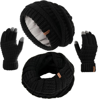FURTALK Womens Winter Hat Gloves Scarf Set Gift Slouchy Beanie Touchscreen Gloves for Women