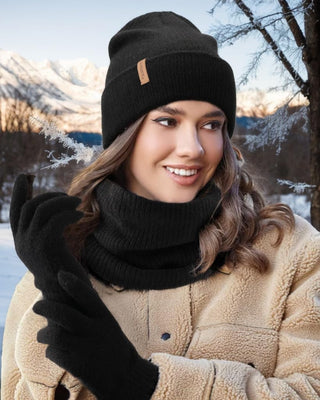 FURTALK Womens Winter Hat Scarf Gloves Set Knitted Thick Beanie Touchscreen Gloves Neck Warmer for Men Women