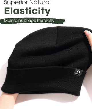FURTALK 100% Merino Wool Beanie Hat for Men Women Warm Winter Hat Double Layer Knitted Beanies