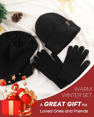 FURTALK Womens Winter Hat Scarf Gloves Set Knitted Thick Beanie Touchscreen Gloves Neck Warmer for Men Women