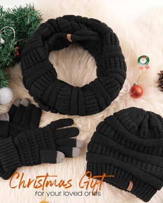 FURTALK Womens Winter Hat Gloves Scarf Set Gift Slouchy Beanie Touchscreen Gloves for Women