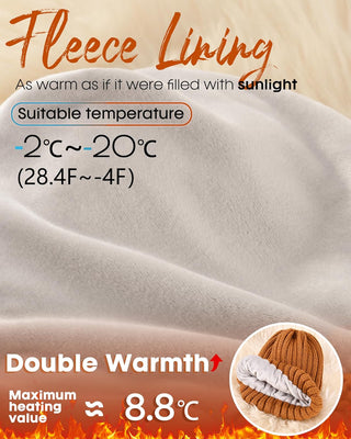 FURTALK Soft Fleece Lined Double Layer Beanie Knit Hat Touchscreen Gloves Scarf Set