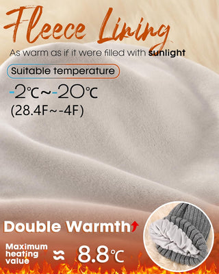 FURTALK Soft Fleece Lined Double Layer Beanie Knit Hat Touchscreen Gloves Scarf Set