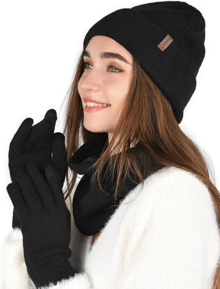 FURTALK Womens Winter Hat Scarf Gloves Set Knitted Thick Beanie Touchscreen Gloves Neck Warmer for Men Women