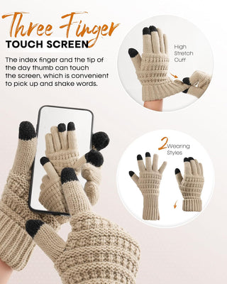 FURTALK Womens Winter Hat Gloves Scarf Set Gift Slouchy Beanie Touchscreen Gloves for Women