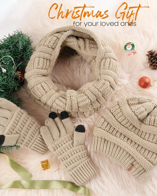 FURTALK Womens Winter Hat Gloves Scarf Set Gift Slouchy Beanie Touchscreen Gloves for Women