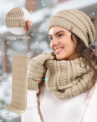 FURTALK Womens Winter Hat Gloves Scarf Set Gift Slouchy Beanie Touchscreen Gloves for Women