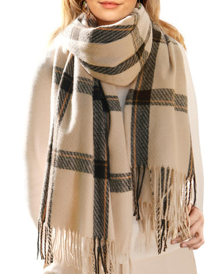 FURTALK Tassel Plaid Large Oversized Scarves Wraps