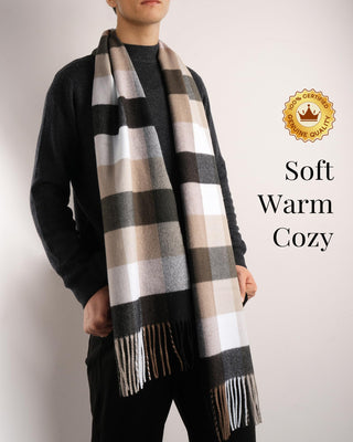 FURTALK Winter Scarf for Men Long Soft Warm Scarves Plaid Tassel Scarf for Men