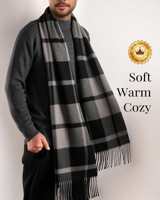 FURTALK Winter Scarf for Men Long Soft Warm Scarves Plaid Tassel Scarf for Men