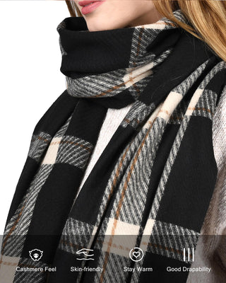 FURTALK Tassel Plaid Large Oversized Scarves Wraps