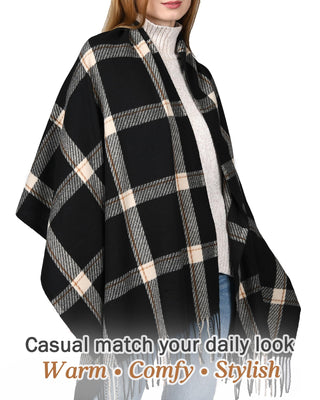 FURTALK Tassel Plaid Large Oversized Scarves Wraps