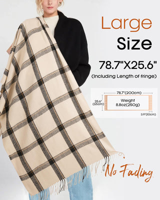 FURTALK Tassel Plaid Large Oversized Scarves Wraps