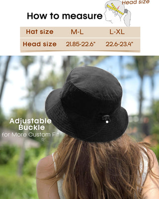 Bucket Hats for Women Washed Cotton Packable Summer Beach Sun Hats