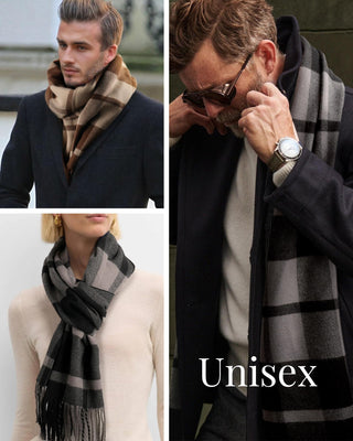 FURTALK Winter Scarf for Men Long Soft Warm Scarves Plaid Tassel Scarf for Men