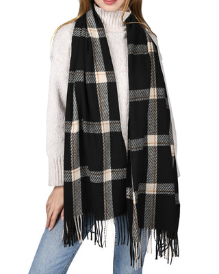 FURTALK Tassel Plaid Large Oversized Scarves Wraps