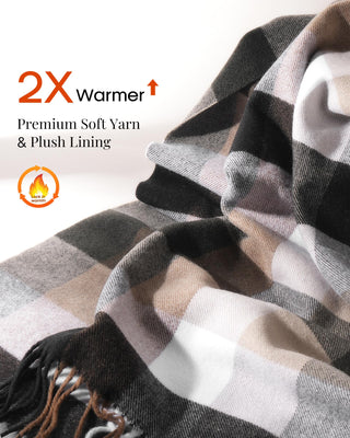 FURTALK Winter Scarf for Men Long Soft Warm Scarves Plaid Tassel Scarf for Men