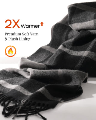 FURTALK Winter Scarf for Men Long Soft Warm Scarves Plaid Tassel Scarf for Men