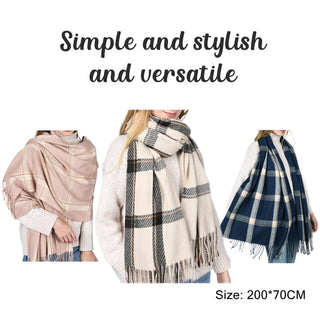FURTALK Tassel Plaid Large Oversized Scarves Wraps