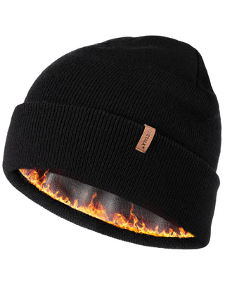 FURTALK Mens Beanie Fleece Lined Winter Hats Double Layered Stylish Knited Cuffed Plain Hat