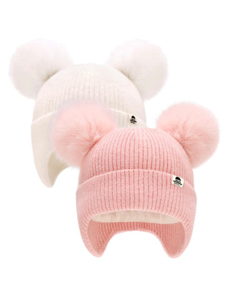 FURTALK Baby Toddler Winter Hat Pom Pom Beanie Girls Boys with Fleece Lined Kids Warm Cap