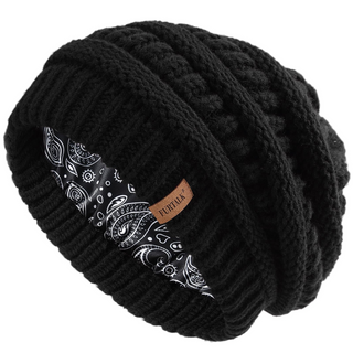 FURTALK Satin Lined Cable Knit Chunky Slouchy Beanie