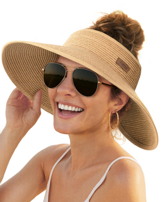 FURTALK Visor Wide Brim Straw Hat