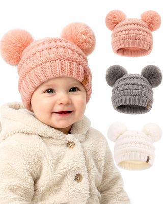 FURTALK Baby Winter Knitted Beanie Hat Soft Warm Pom Pom for Infant Toddler Skull Cap