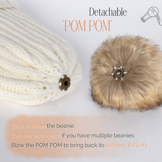 FURTALK Faux Fur Pom Pom for Hats, Detachable Pom Pom Replacement