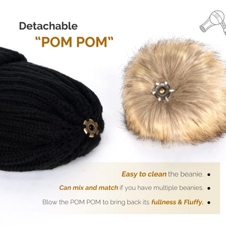 FURTALK Faux Fur Pom Pom for Hats, Detachable Pom Pom Replacement