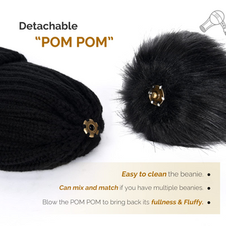 FURTALK Faux Fur Pom Pom for Hats, Detachable Pom Pom Replacement