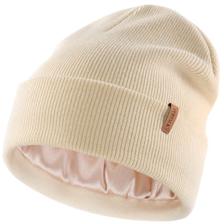 FURTALK Satin Lined Beanie for Women Men Knit Beanie Hat Acrylic Winter Hats Warm Slouchy Skull Cap