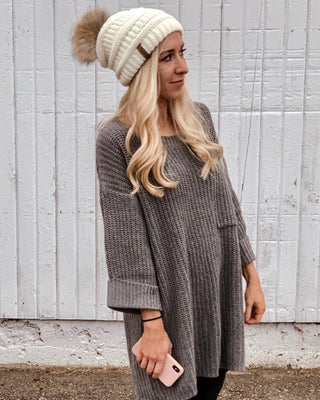 FURTALK Womens Winter Knit Beanie Hat Slouchy Skull Cap Faux Fur Pom Pom Hats Cap for Girls Double Layer Warm Original